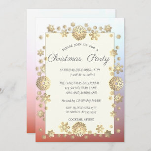 Invitation Snowflakes Gold, Frame de Noël d'entreprise