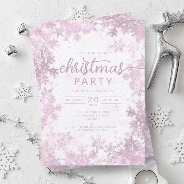 Invitation Snowflakes Gold Rose exclusif Entreprise Noël (Exclusive Rose Gold Snowflakes Company Christmas Invitation)