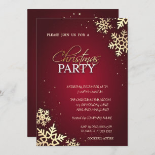 Invitation Snowflakes Gold tendance Noël Société fête