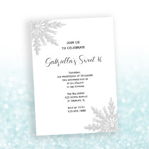 Invitation Snowflakes hiver Sweet 16 Anniversaire