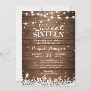 Invitation Snowflakes Lights Winter Sweet 16 Anniversaire