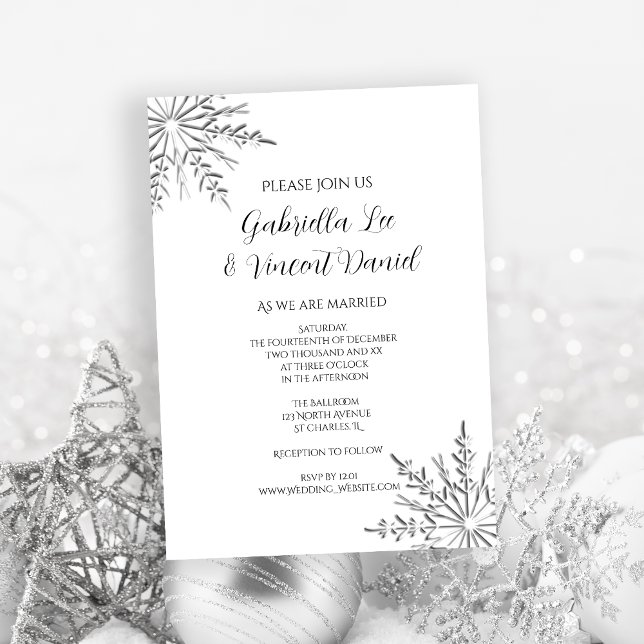 Invitation Snowflakes Mariage d'hiver (Set a wintery tone for your marriage with the elegant Snowflakes Winter Wedding Invitation.)