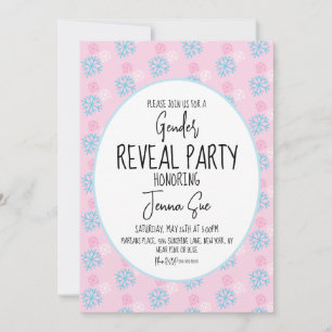 Invitation Snowflakes Rose Bleu Sexe Révéler Hiver