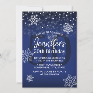 Invitation Snowflakes Royal Blue 50e anniversaire