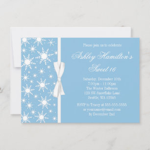 Invitation Snowflakes Sweet 16 Winter Wonderland Blue