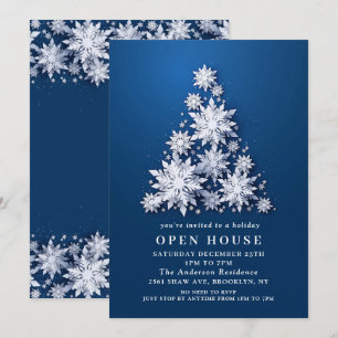 Invitation Snowflakes Tree NOËL VACANCES OPEN HOUSE