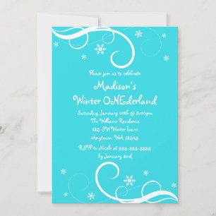 Invitation Snowflakes Turquoise de l'hiver ONE derland