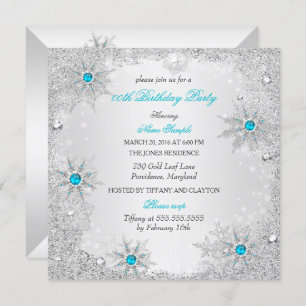 Invitation Snowflakes turquoise Winter Wonderland Anniversair