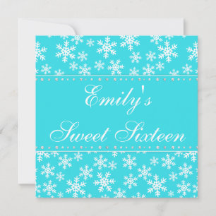 Invitation Snowflakes Turquoises Diamond Sweet 16