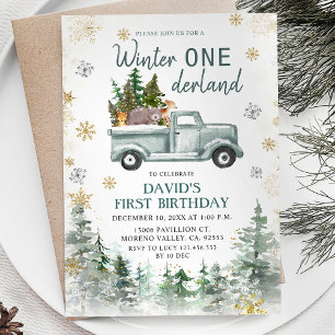 Invitation Snowflakes Winter ONE derland Fête d'anniversaire