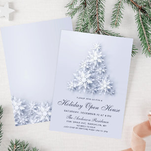 Invitation Snowflics Christmas Tree Holiday Open House