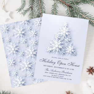 Invitation Snowflics Christmas Tree Holiday Open House