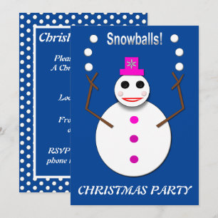 Invitation Snowlady de Noël Jongler boules de neige drôle Per
