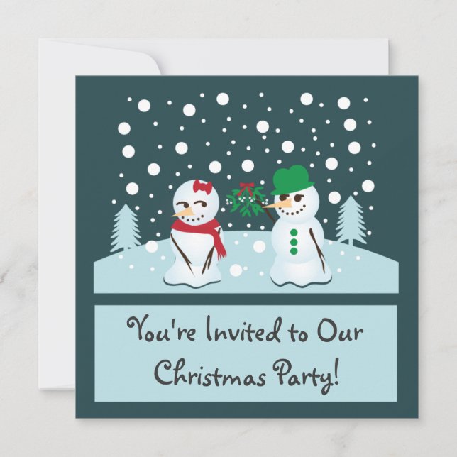 Invitation Snowman avec Mistletoe fête de Noël (Devant)