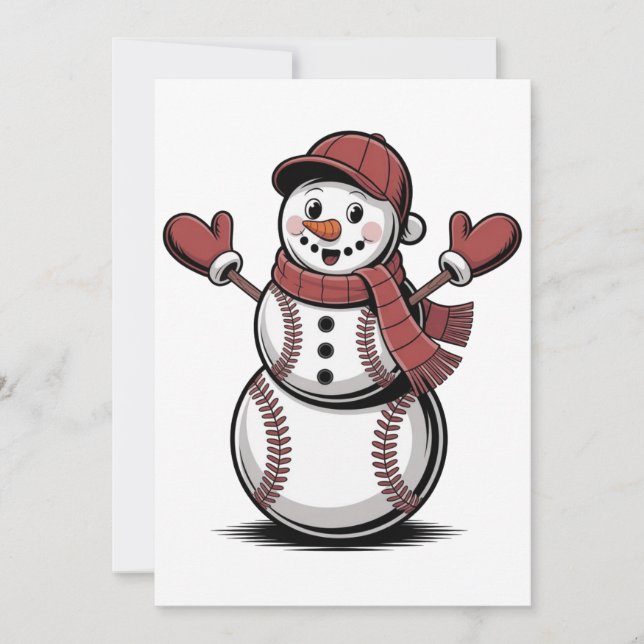 Invitation Snowman Baseball Noël Amateurs de sport (Devant)