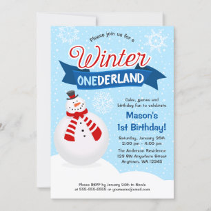 Invitation Snowman Boy Winter ONE derland 1er anniversaire