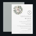 Invitation Snowman Business Logo Christmas Party Menu Card<br><div class="desc">Carte de menu du logo de Noël de Snowman Business Party. Un joli snowman et feuillage d'hiver design festif pour vos événements de vacances disponibles en version imprimée ou en téléchargement numérique imprimable. Vous pouvez également modifier le style de police et les couleurs et les couleurs arrière - plans sur...</div>