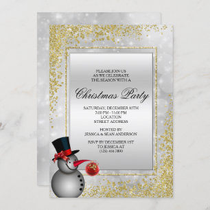 Invitation Snowman d'argent décoratif et Parties scintillant