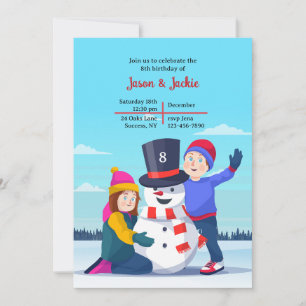 Invitation Snowman et Anniversaire de enfant Party