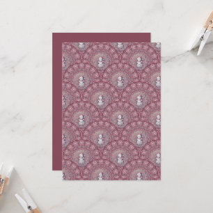 Invitation Snowman Mandala Scallop blanc imprimable