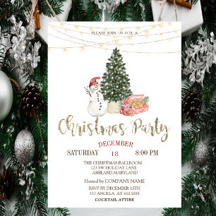 Invitation Snowman, Pine Tree, Cookies Noël Party