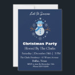 Invitation Snowman Snowflake Dark Blue Christmas Party<br><div class="desc">C'est l'invitation de Noël avec un bonhomme de neige mignon habillé en bleu et des flocons de neige autour de lui. le dos de l'invitation a un beau motif avec des bonhommes de neige et des arbres de Noël. Vous pouvez personnaliser cette carte et la créer vous-même en cliquant sur...</div>