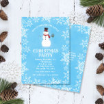 Invitation Snowman Snowflakes Watercolor Blue Christmas Party<br><div class="desc">Ce design présente un mignon bonhomme de neige tenant une tasse de cacao chaud sur un arrière - plan bleu aquarelle agrémenté de délicats flocons blancs ! Cliquez sur le bouton personnaliser pour plus de flexibilité dans la modification du texte et des graphiques! Des variantes de cette conception ainsi que...</div>
