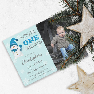 Invitation Snowman Winter Onedeland Holiday Anniversaire Phot