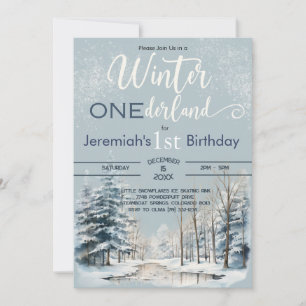 Invitation Snowy Winter ONEderland 1er anniversaire garçon