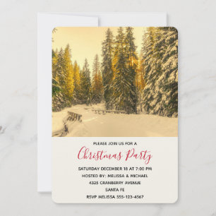 Invitation Snowy Winter Path with Pine Trees Noël Party