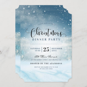 Invitation Snowy Winter Wonland Christmas Dinner Party