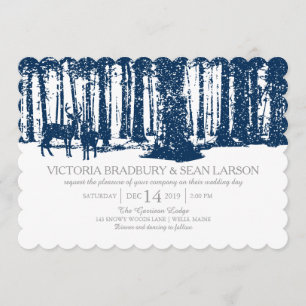 Invitation Snowy Woodland et Deers  Mariage