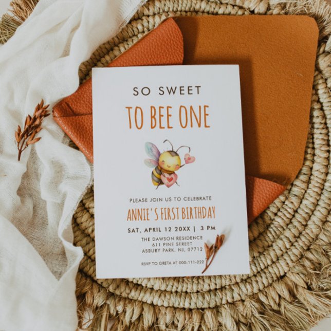 Invitation So Sweet To Bee One First Birthday (Créateur téléchargé)