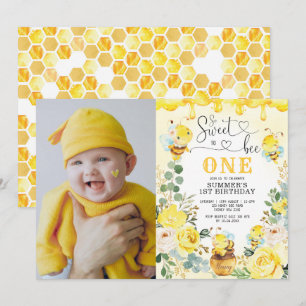 Invitation So Sweet to Bee One Honeycomb Photo Anniversaire