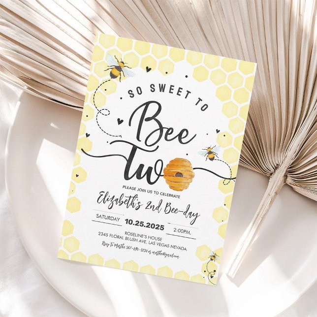 Invitation So Sweet To Bee Two Party Bee Day 2e anniversaire (Créateur téléchargé)