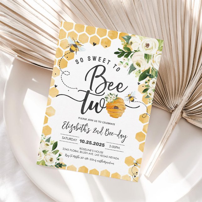 Invitation So Sweet To Bee Two Party Bee Day 2e anniversaire (Créateur téléchargé)