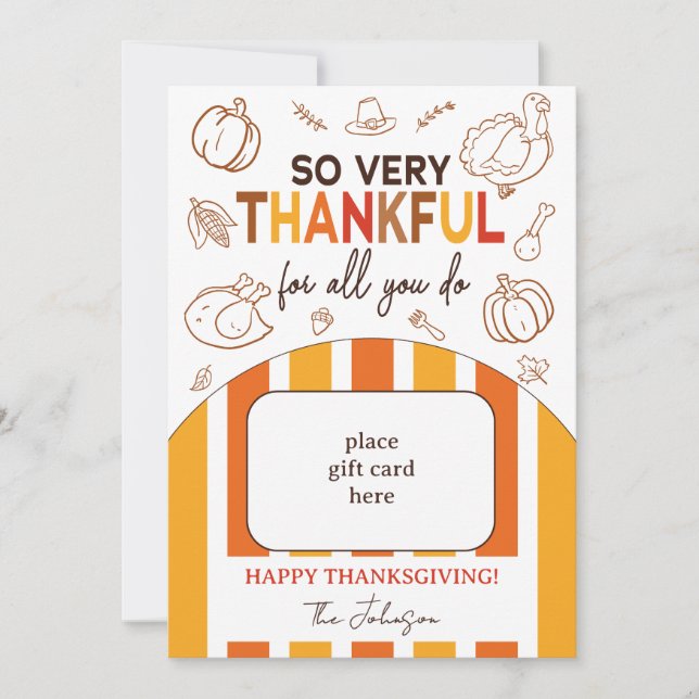 Invitation So Very Thankful Fall Thanksgiving Gift Card Holde (Devant)