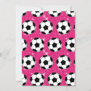 Invitation Soccer Ball Pink Frost Parties scintillant Sport J