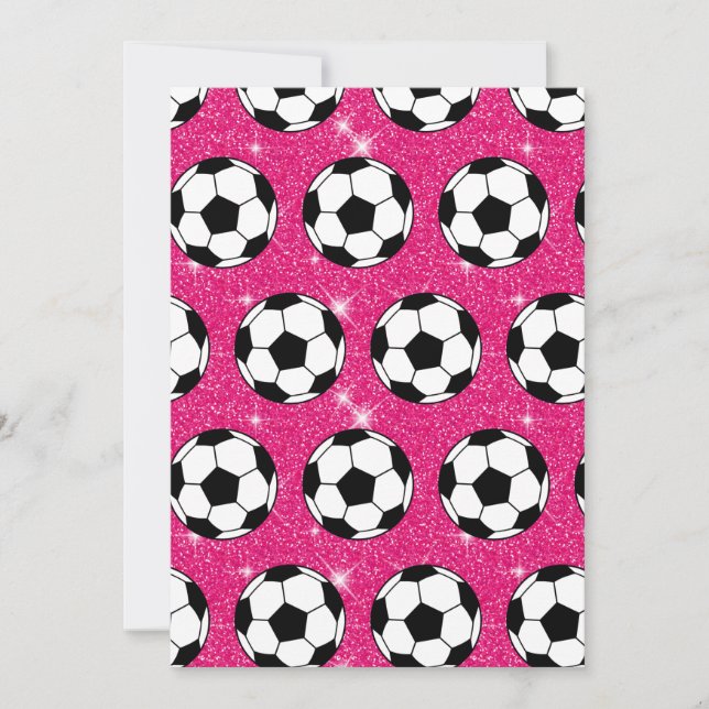 Invitation Soccer Ball Pink Frost Parties scintillant Sport J (Devant)