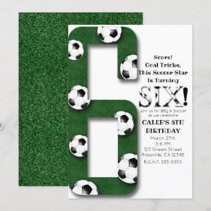 Invitation Soccer Ball Six 6 6e anniversaire