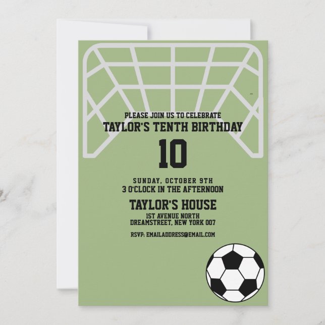 Invitation Soccer Field Sports Custom Anniversaire (Devant)