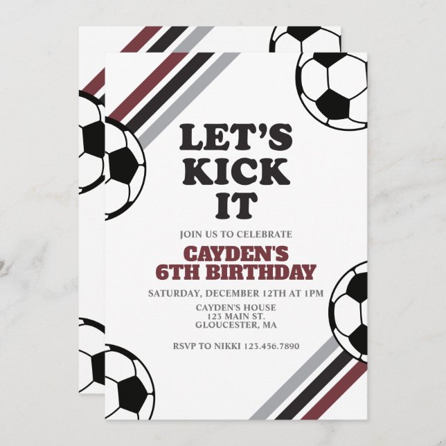 Invitation Soccer On le frappe Anniversaire (Devant / Derrière)
