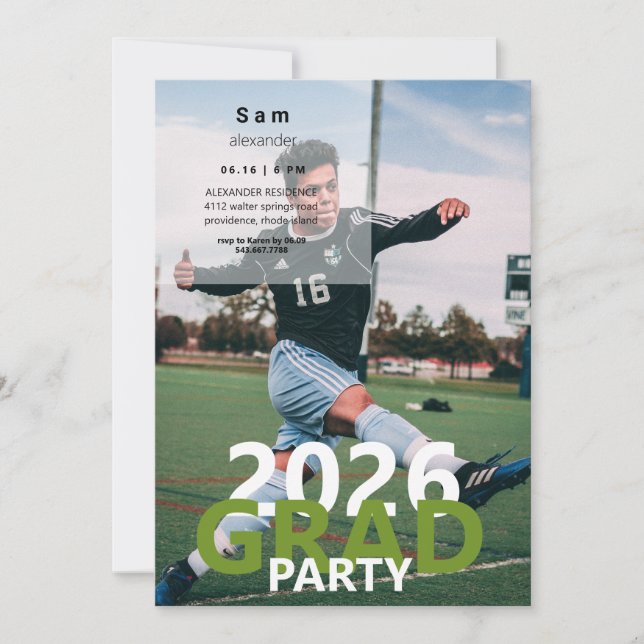 Invitation Soccer Photo Graduation Party (Devant)