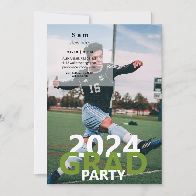 Invitation Soccer Photo Graduation Party 2024 (Devant)