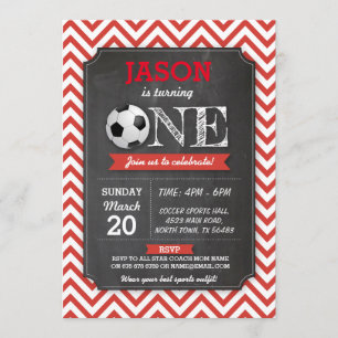 Invitation Soccer Sports Party Football 1er anniversaire Invi