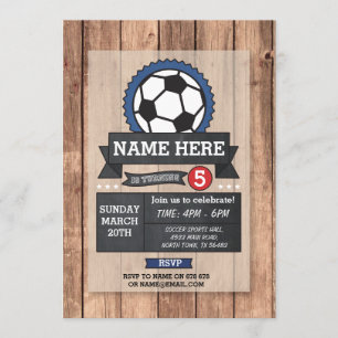 Invitation Soccer Sports Party Football Ball Birthday Invitat