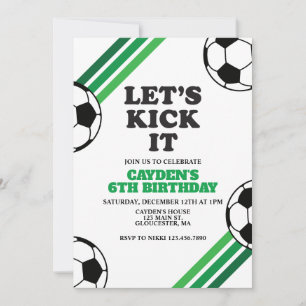 Invitation Soccer Ticker It Green Anniversaire