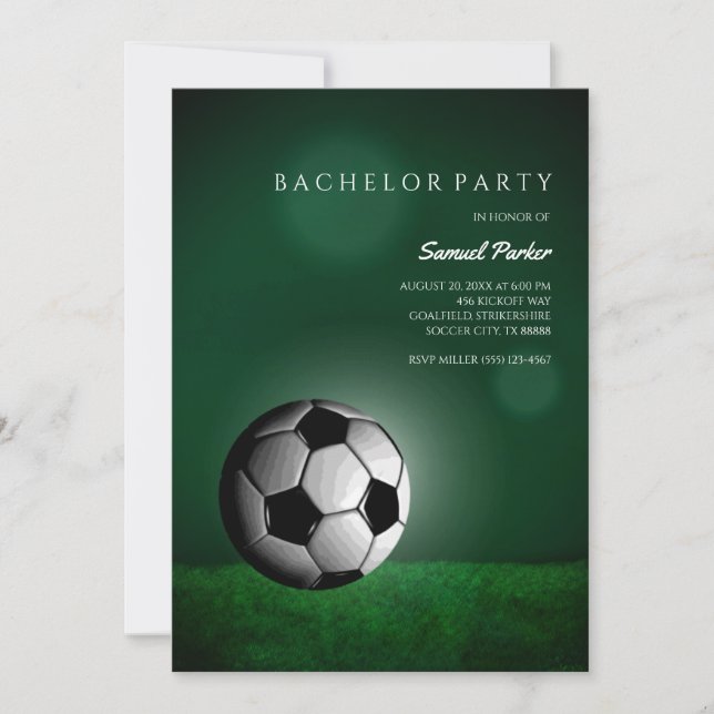 Invitation Soccer vert Anniversaire / Bachelor Party (Devant)