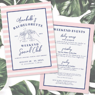Invitation Social Club Preppy Bachelorette Party