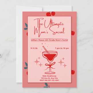 Invitation sociale de maman avec verre à Martini